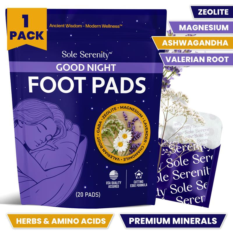 Sole Serenity Good Night Sleep Detox Foot Pads with Magnesium Glycinate, Valerian Root, Lavender, GABA, Ashwagandha & Zeolite